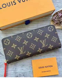 Louis vuitton monogram canvas clemence wallet m61298 orange