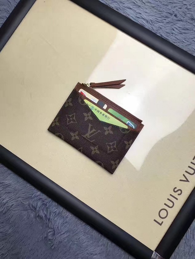 Louis vuitton monogram canvas zipped card holder M62257 coffee