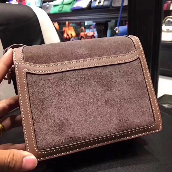 Hermes original suede leather roulis bag R0180 brown