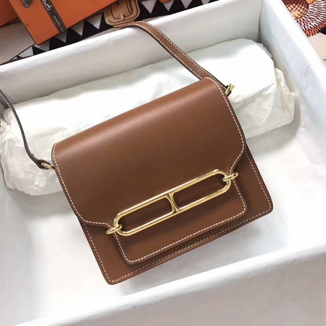 Hermes original evercolor leather roulis bag R18 Caramel