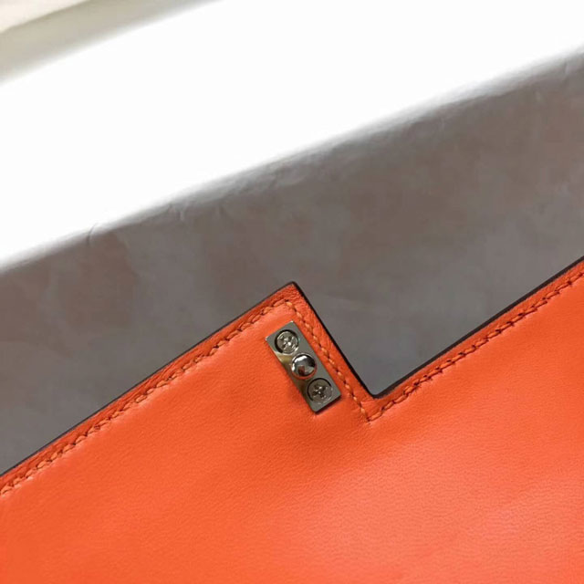 Hermes original epsom leather verrou chaine mini bag V18 orange 
