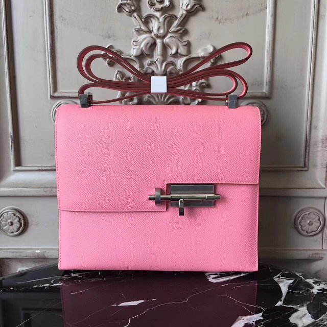 Hermes original epsom leather verrou chaine mini bag V18 pink