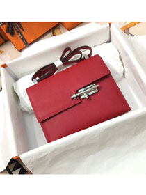 Hermes original epsom leather verrou chaine mini bag V18 red