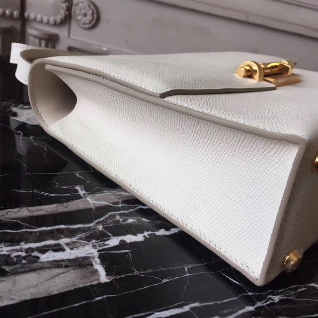 Hermes original epsom leather verrou chaine mini bag V18 white