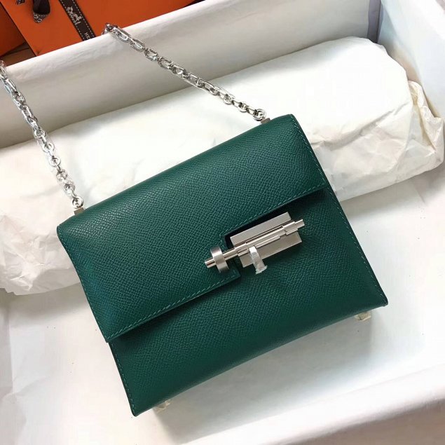 Hermes original epsom leather verrou chaine bag V23 olive green