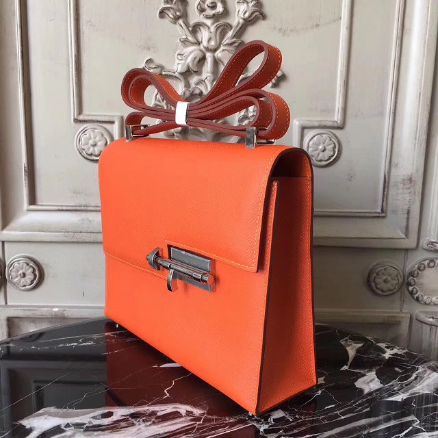 Hermes original epsom leather verrou chaine bag V23 orange