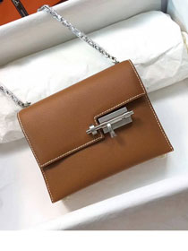 Hermes original epsom leather verrou chaine mini bag V18 caramel