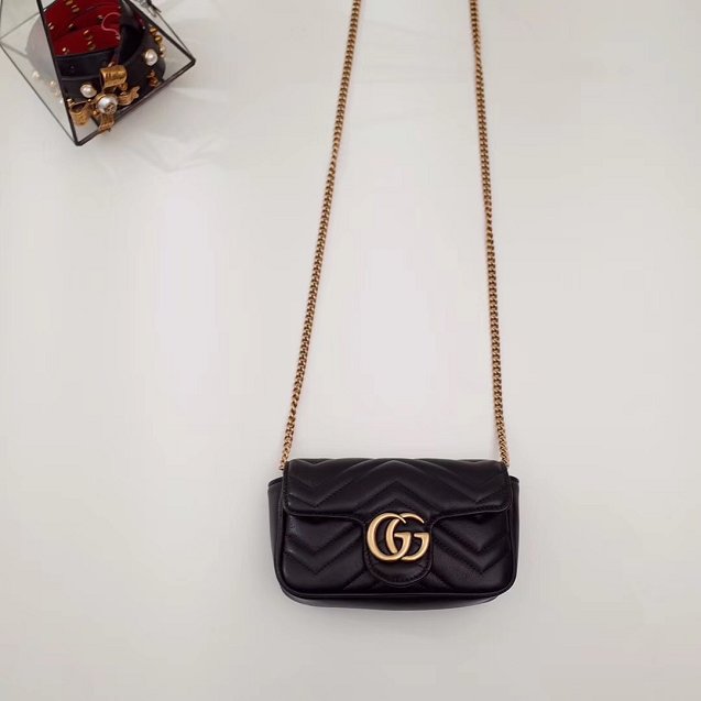GG original calfskin marmont super mini bag 476433 black