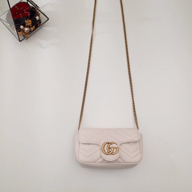 GG original calfskin marmont super mini bag 476433 white