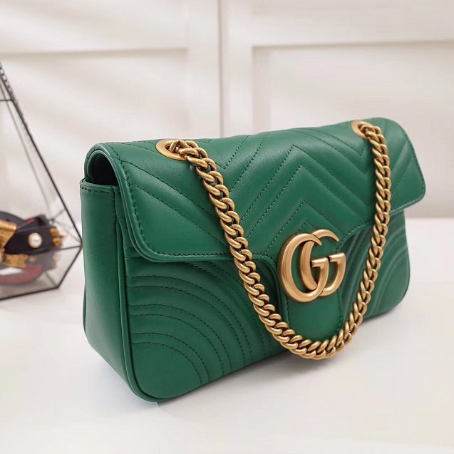 GG original calfskin marmont small shoulder bag 443497 green