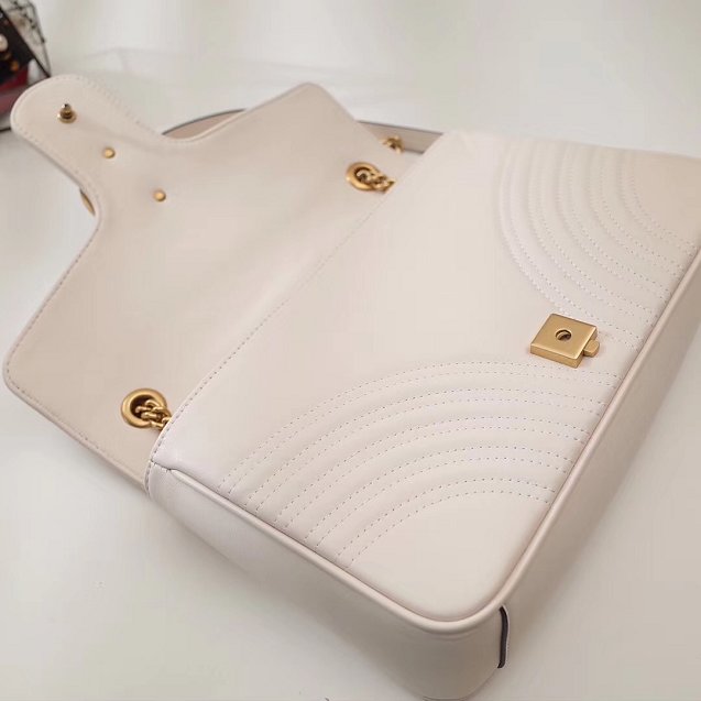 2017 GG Marmont original matelasse leather medium shoulder bag 443496 white