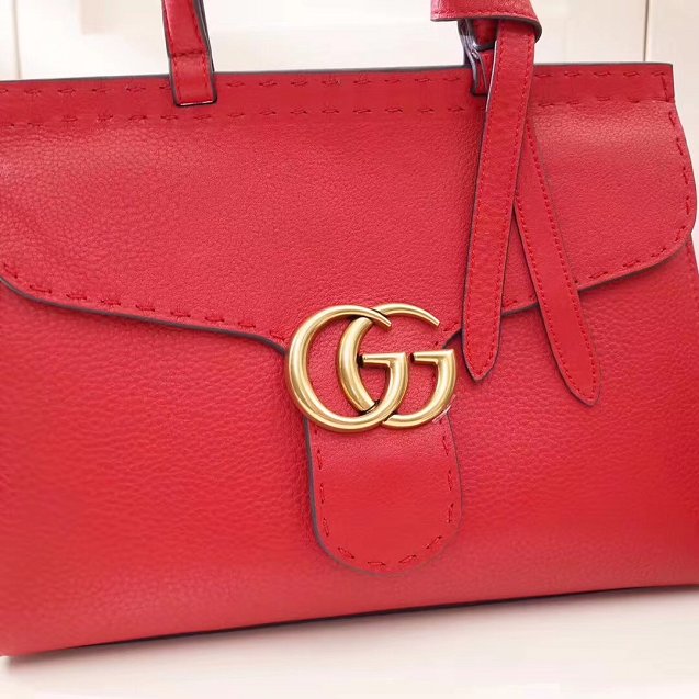 2018 GG marmont original calfskin top handle bag 421890 red