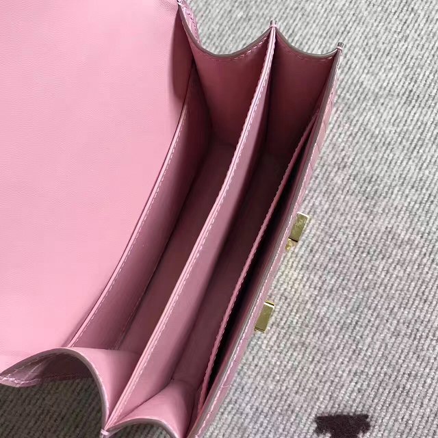 Top hermes 100% genuine crocodile leather constance bag C0023 pink