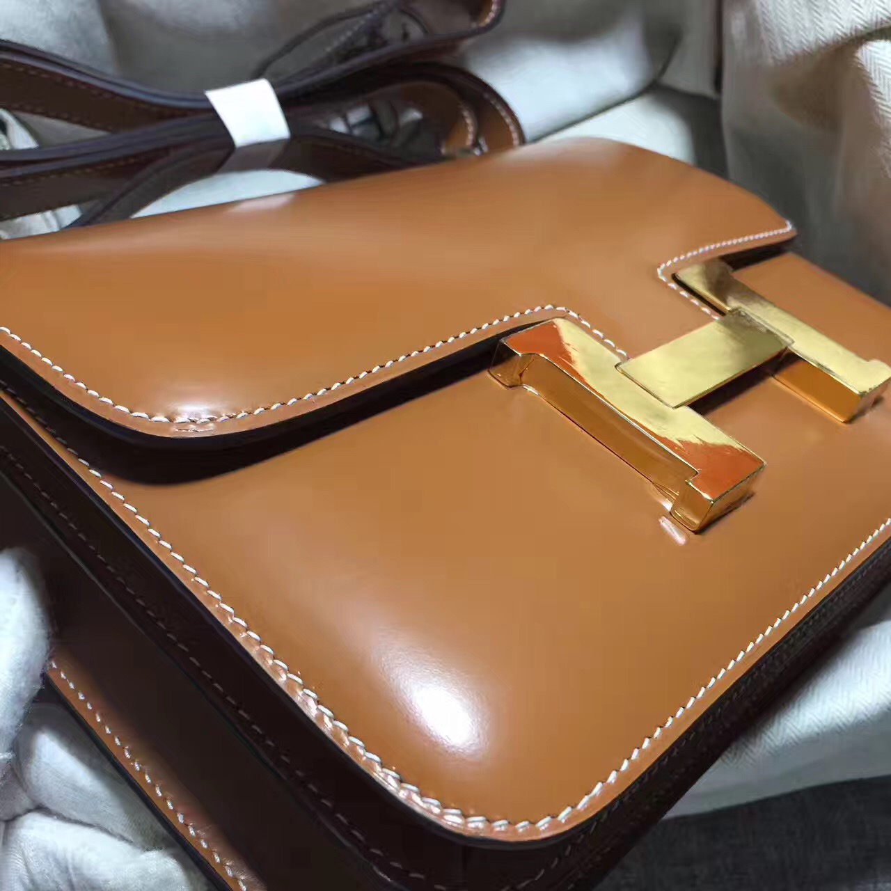 Hermes original box leather constance bag C023 coffee