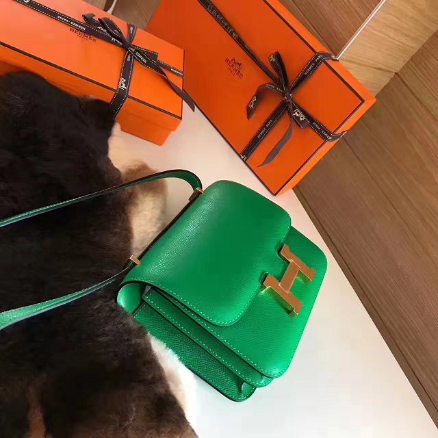 Hermes original epsom leather constance bag C23 green