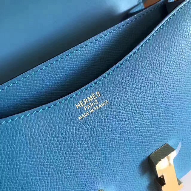 Hermes original epsom leather constance bag C23 lake blue