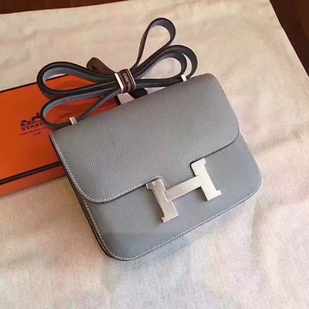Hermes original epsom leather small constance bag C19 gray