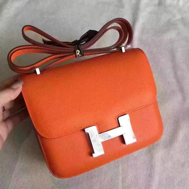 Hermes original epsom leather small constance bag C19 orange