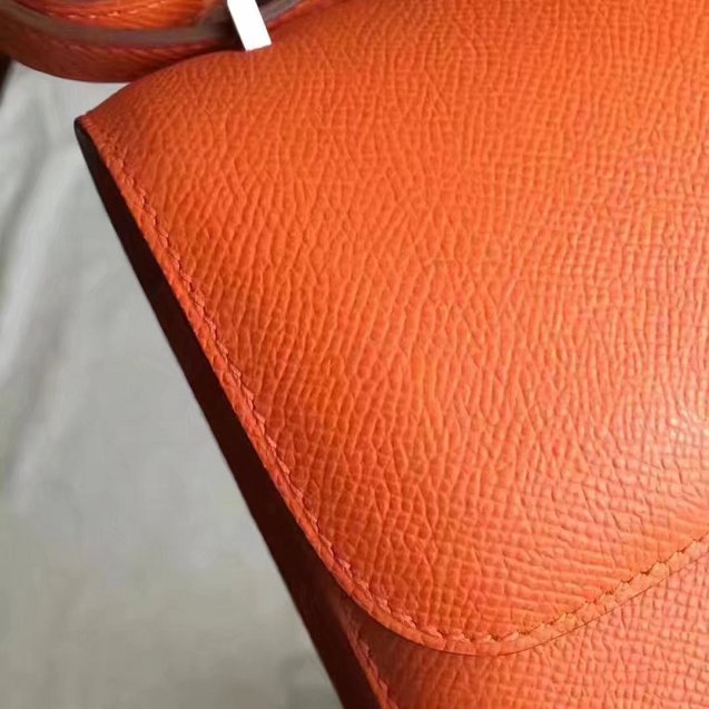 Hermes original epsom leather small constance bag C19 orange