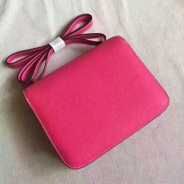 Hermes original epsom leather small constance bag C19 rose red