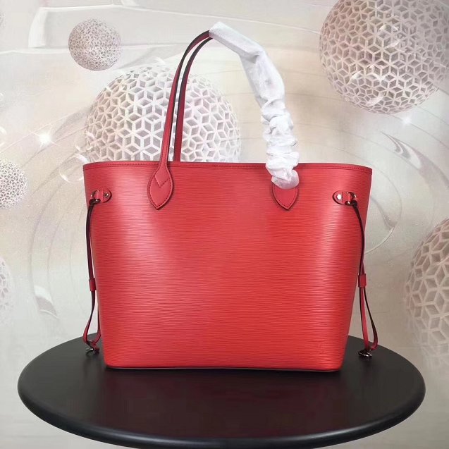 Louis vuitton original epi leather neverfull mm M41159 red