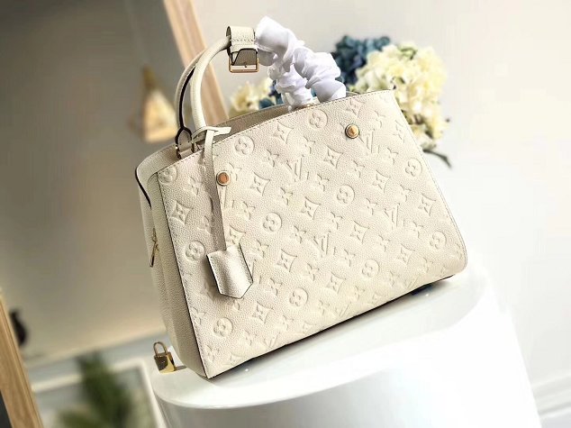 Louis vuitton original monogram empreinte montaigne BB M41053 white