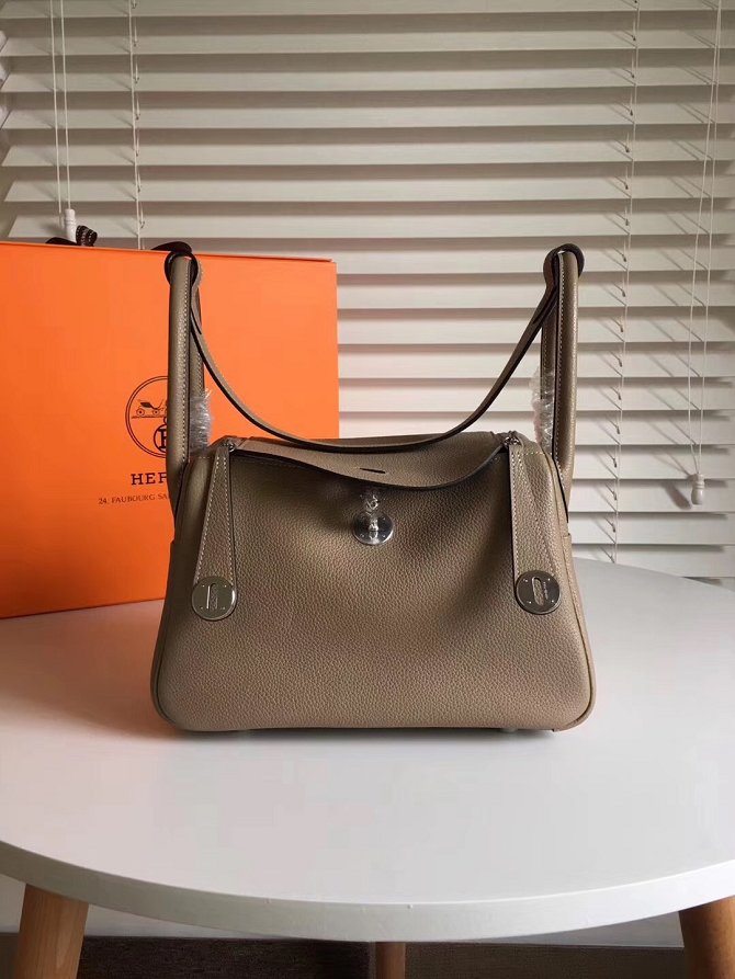 Hermes original top togo leather small lindy 26 bag H26 gray