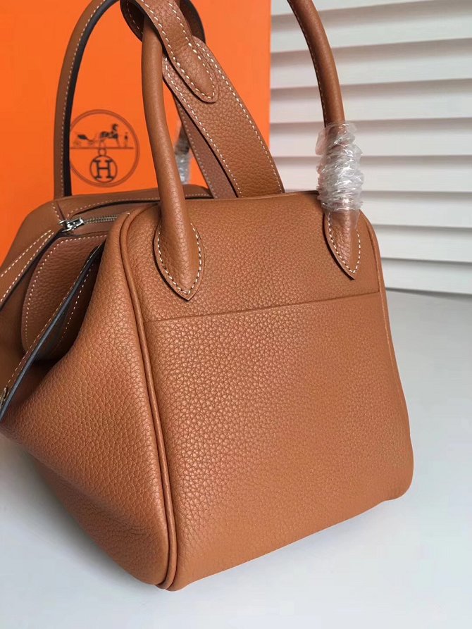 Hermes original top togo leather medium lindy 30 bag H30 brown