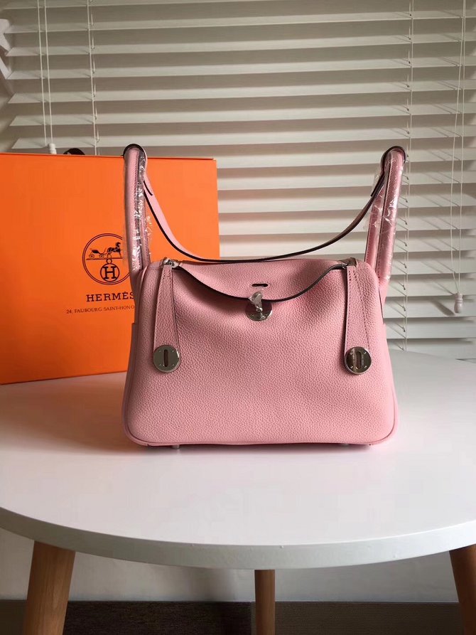 Hermes original top togo leather medium lindy 30 bag H30 pink