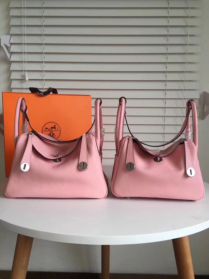 Hermes original top togo leather medium lindy 30 bag H30 pink