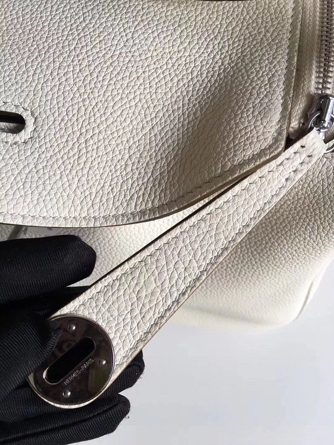 Hermes original top togo leather medium lindy 30 bag H30 white