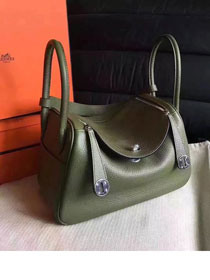 Hermes original top togo leather large lindy 34 bag H34 blackish green