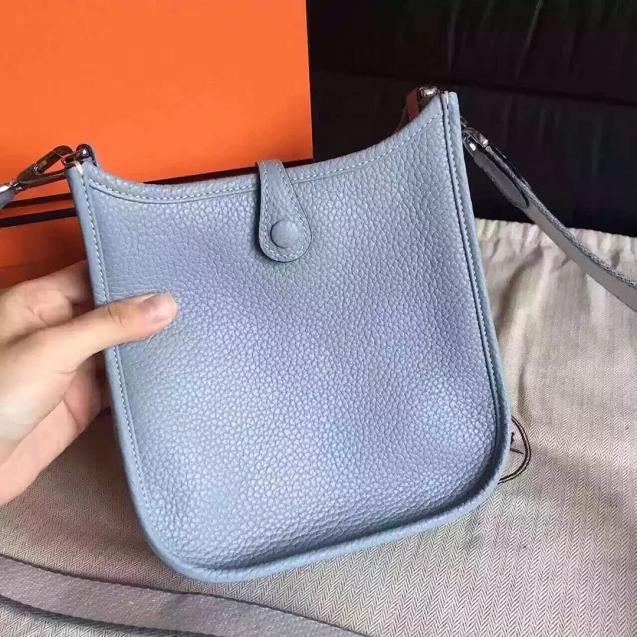Hermes original togo leather mini evelyne tpm 17 shoulder bag E17 light blue