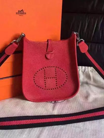 Hermes original togo leather mini evelyne tpm 17 shoulder bag E17 red 