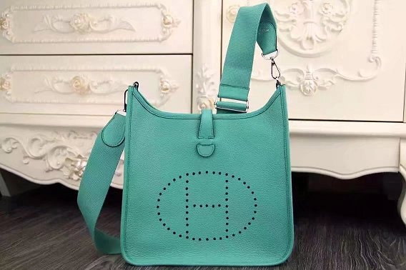 Hermes original togo leather evelyne pm shoulder bag E28 lake green