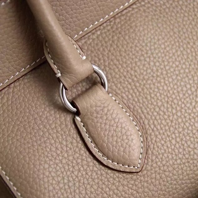 Hermes original togo leather toolbox handbag T31 gray