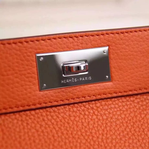 Hermes original togo leather toolbox handbag T31 orange