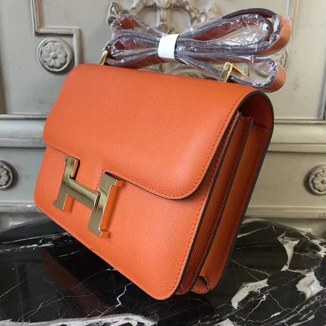 Hermes epsom leather constance 23 bag C230 orange