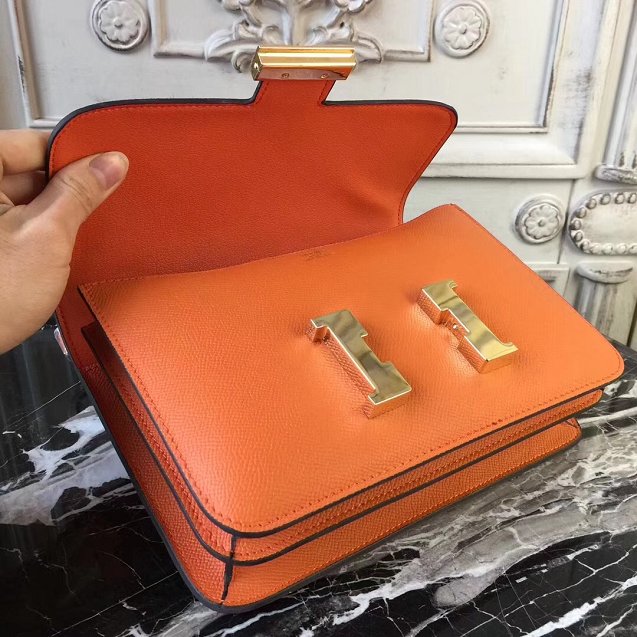 Hermes epsom leather constance 23 bag C230 orange