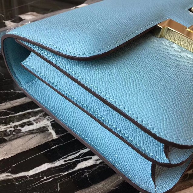 Hermes epsom leather constance 23 bag C230 sky blue