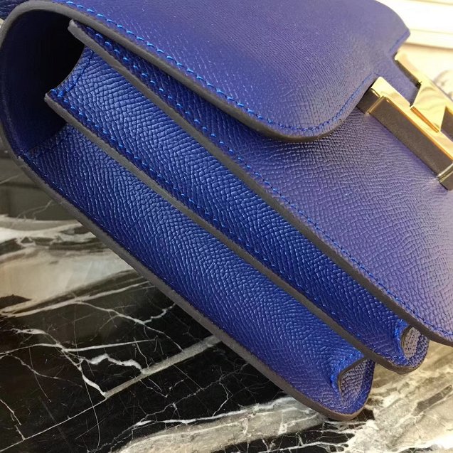 Hermes epsom leather small constance bag C19 blue