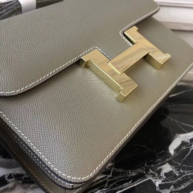 Hermes epsom leather small constance bag C19 gray