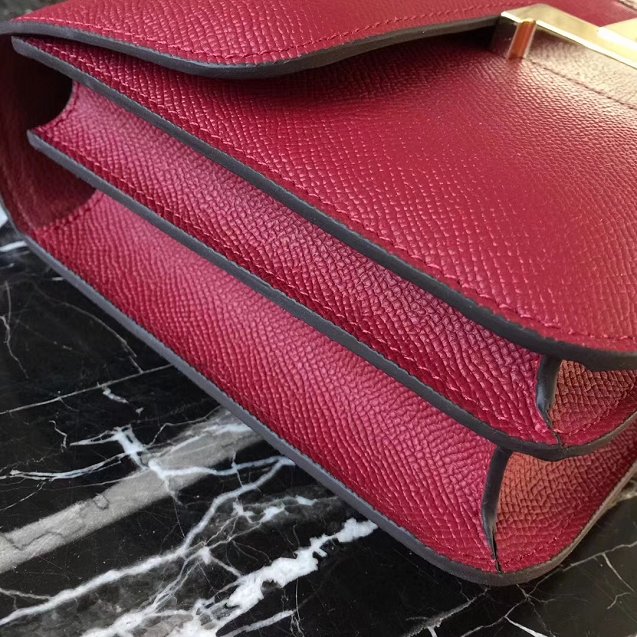 Hermes epsom leather small constance bag C19 wine red