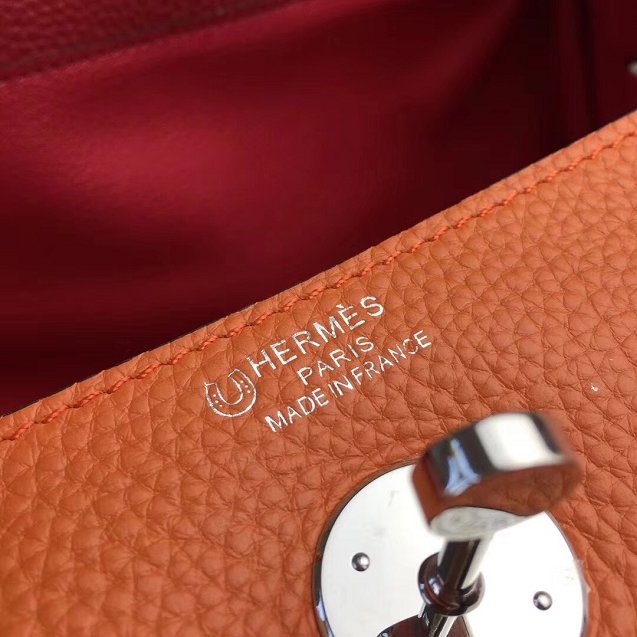 Hermes original top togo leather small lindy 26 bag H26 orange&red