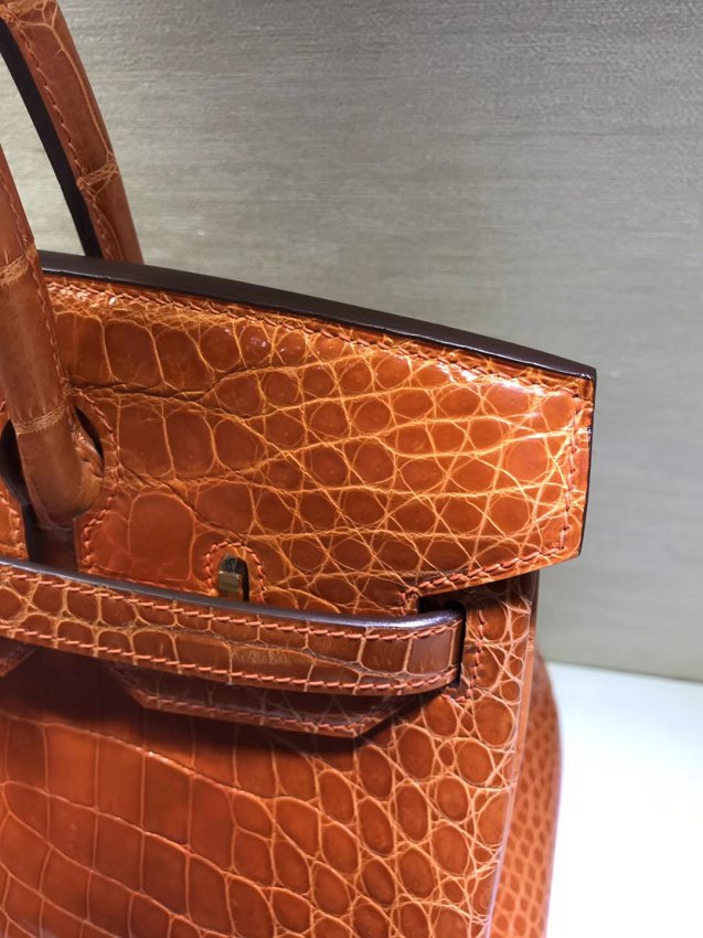 Top hermes genuine 100% crocodile leather handmade birkin 35 bag K350 orange