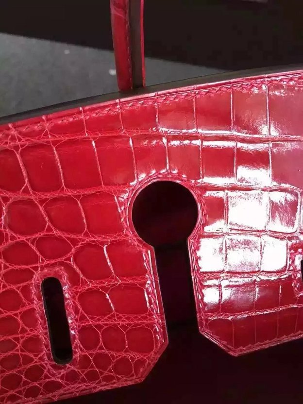 Top hermes genuine 100% crocodile leather handmade birkin 35 bag K350 red