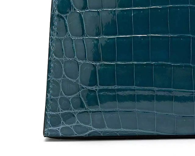 Top hermes genuine 100% crocodile leather handmade mini kelly clutch K220 lake blue