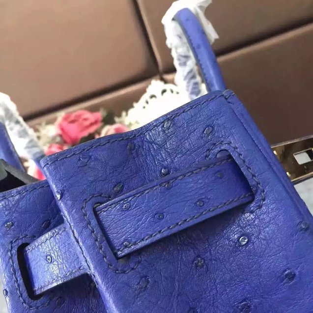 Top hermes genuine 100% ostrich leather handmade birkin 35 bag K350 blue