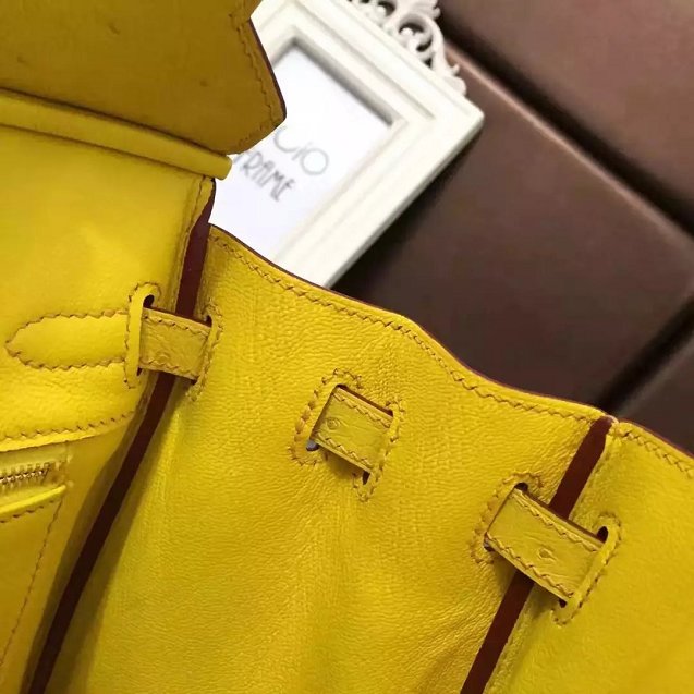 Top hermes genuine 100% ostrich leather handmade birkin 35 bag K350 yellow