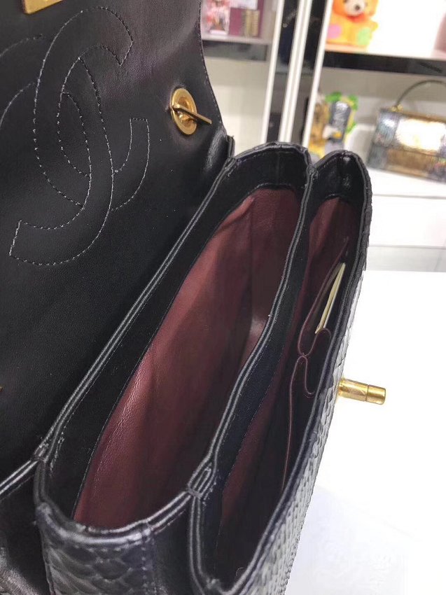 2018 CC original snakeskin top handle flap bag A92236 black